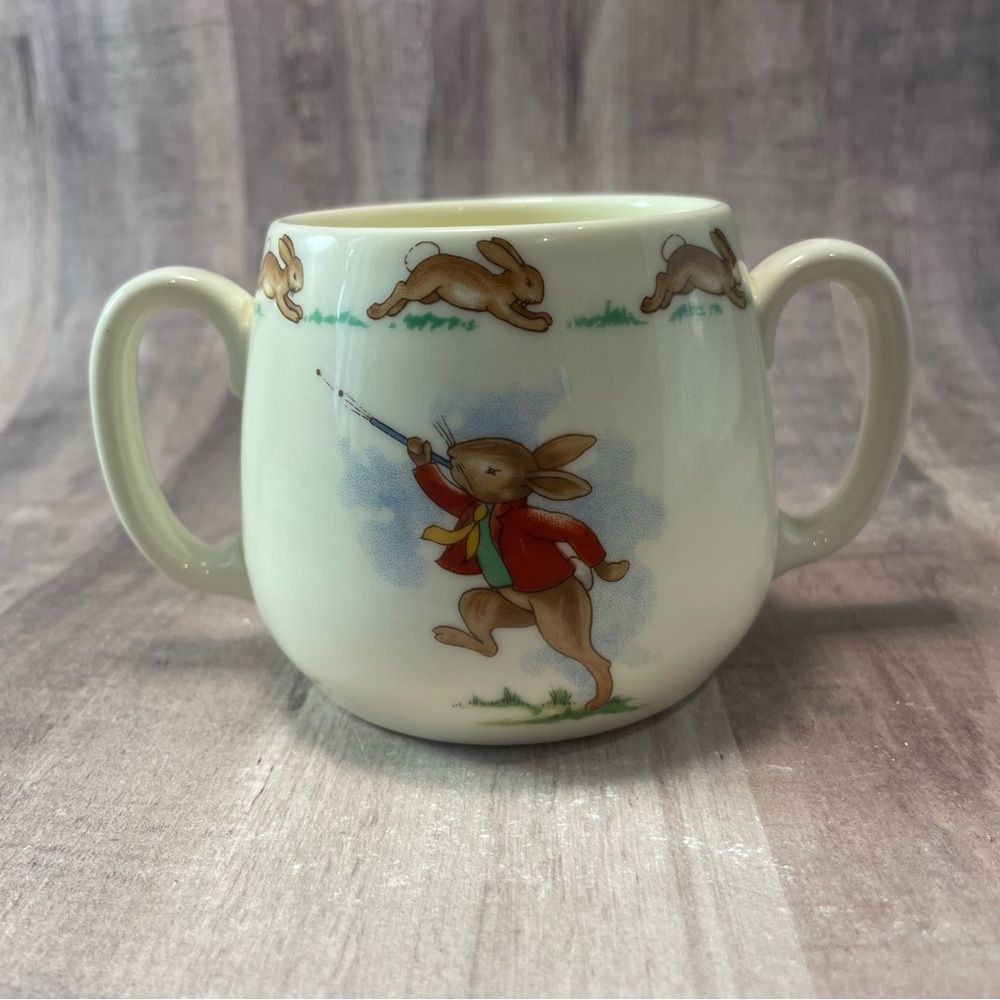 Royal Doulton Bunnykins Double Handle Child Cup Mug Mischievous - Picture 2 of 13